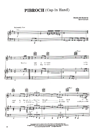 Picture of Pibroch (Cap in Hand), Ian Anderson, recorded by Jethro Tull, sheet music