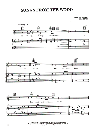 Picture of Songs from the Wood, Ian Anderson, recorded by Jethro Tull, sheet music