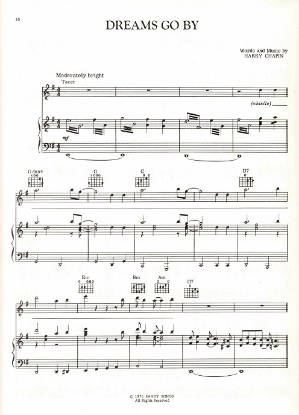 Picture of Dreams Go By, written & recorded by Harry Chapin, sheet music