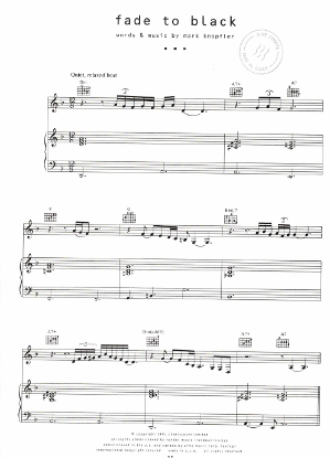 Picture of Fade to Black, Mark Knopfler, recorded by Dire Straits, sheet music
