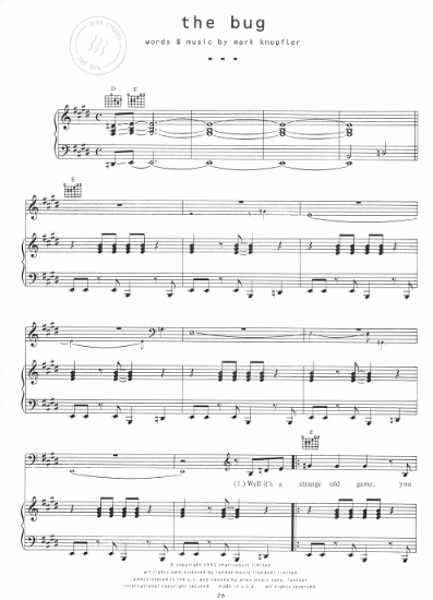 Picture of The Bug, Mark Knopfler, recorded by Dire Straits, sheet music