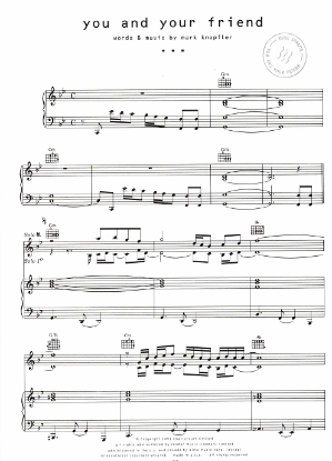 Picture of You and Your Friend, Mark Knopfler, recorded by Dire Straits, sheet music