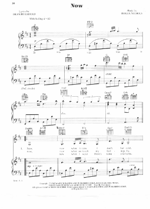 Picture of Now, Dean Pitchford & Roger Nichols, recorded by The Carpenters, sheet music