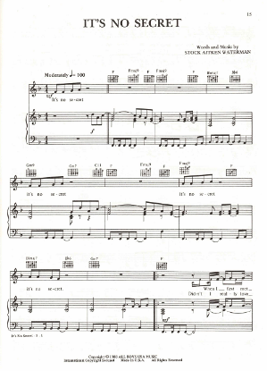 Picture of It's No Secret, Mike Stock/ Matt Aitken/ Pete Waterman, recorded by Kylie Minogue, sheet music