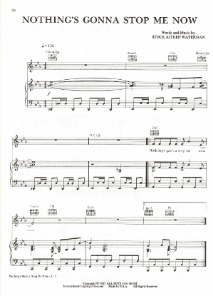 Picture of Nothing's Gonna Stop Me Now, Mike Stock/ Matt Aitken/ Pete Waterman, recorded by Samantha Fox, sheet music, pdf copy