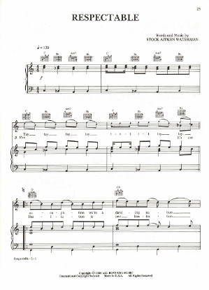 Picture of Respectable, Mike Stock/ Matt Aitken/ Pete Waterman, recorded by Mel & Kim, sheet music