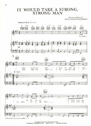 Picture of It Would Take a Strong Strong Man, Mike Stock/ Matt Aitken/ Pete Waterman, recorded by Rick Astley, sheet music, pdf copy