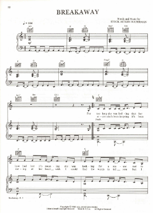 Picture of Breakaway, Mike Stock/ Matt Aitken/ Pete Waterman, recorded by Donna Summer, sheet music, pdf copy