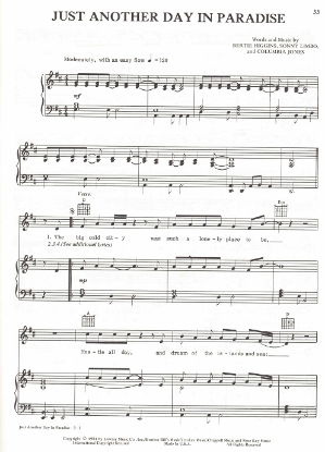 Picture of Just Another Day in Paradise, Bertie Higgins/ Sonny Limbo/ Columbia Jones, recorded by Bertie Higgins, sheet music