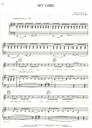 Picture of My Girl, M. Avsec & D. Iris, recorded by Donnie Iris, sheet music