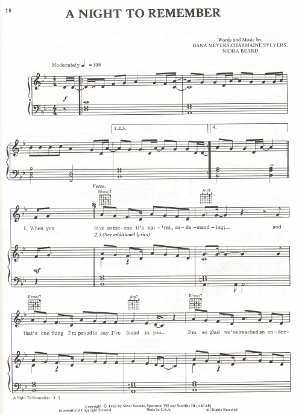 Picture of A Night to Remember, Dana Meyers/ Charmaine Sylvers/ Nidra Beard, recorded by Shalamar, sheet music