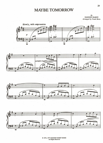 Picture of Maybe Tomorrow, Hagood Hardy, arr. Frank Metis, piano solo, sheet music