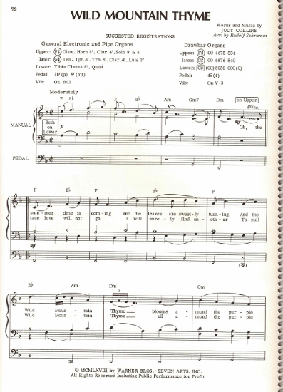 Picture of Wild Mountain Thyme, Judy Collins, organ solo