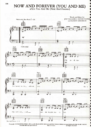 Picture of Now and Forever (You and Me), Jim Vallance/ David Foster/ Randy Goodrum, recorded by Anne Murray, sheet music