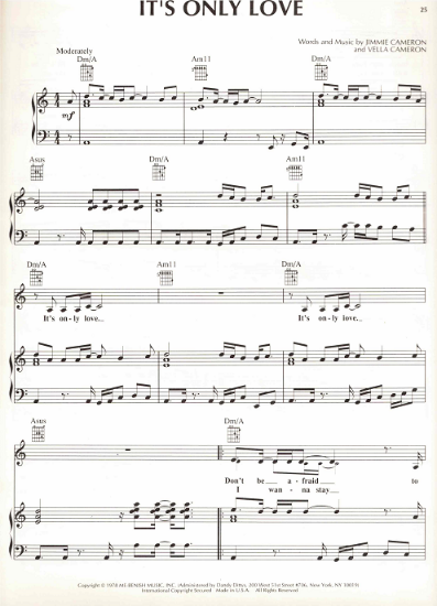 Picture of It's Only Love, Jimmie & Vella Cameron, recorded by Barry White (1978) & Simply Red (1989), sheet music