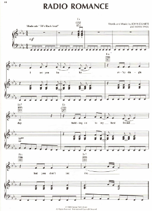 Picture of Radio Romance, John Duarte & Mark Paul, recorded Tiffany, sheet music