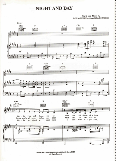 Picture of Night and Day, Roxanne Seeman & Billie Hughes, recorded by Bette Midler, sheet music