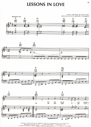 Picture of Lessons in Love, Mark King/ Roland Gould/ Wally Badarou, recorded by Level 42, sheet music