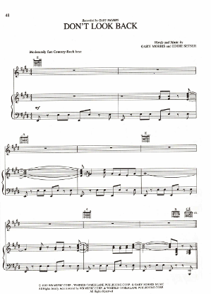 Picture of Don't Look Back, Gary Morris & Eddie Setser, recorded by Gary Morris, sheet music