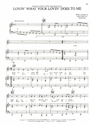 Picture of Lovin' What Your Lovin' Does to Me, Jane Crouch & Toni Dae, recorded by Conway Twitty & Loretta Lynn, sheet music