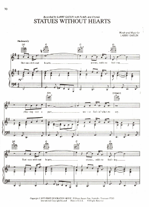 Picture of Statues Without Hearts, written & recorded by Larry Gatlin, sheet music