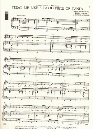 Picture of Treat Me Like a Good Piece of Candy, Irwin Levine & L. Russell Brown, recorded by Dusk, sheet music
