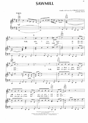 Picture of Sawmill, Horace Whatley & Mel Tillis, recorded by Mell Tillis, sheet music