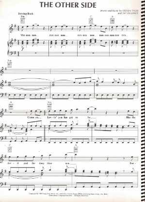 Picture of The Other Side, Steven Tyler & Jim Vallance, recorded by Aerosmith, sheet music