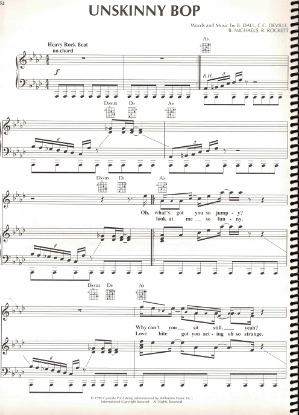 Picture of Unskinny Bop, B. Dall et al, recorded by Poison, sheet music