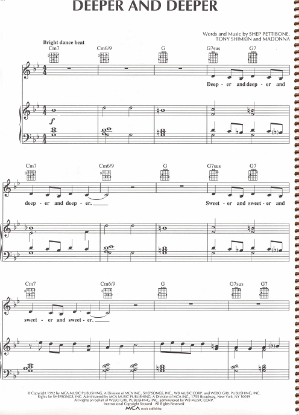 Picture of Deeper and Deeper, Shep Pettibone & Tony Shimkin, recorded by Madonna, sheet music