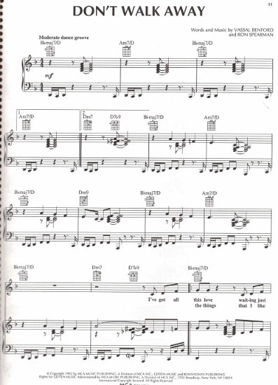 Picture of Don't Walk Away, Vassal Benford & Ron Spearman, recorded by Jade, sheet music