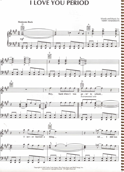 Picture of I Love You Period, Terry Anderson, recorded by Don Baird, sheet music