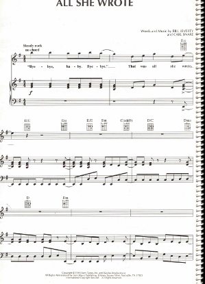 Picture of All She Wrote, Bill Leverty & Carl Snare, recorded by Firehouse, sheet music
