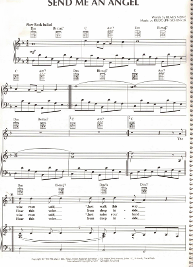 Picture of Send Me An Angel, Klaus Meine & Rudolph Schenker, recorded by Scorpions, sheet music