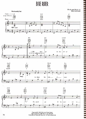 Picture of Blue River, written & recorded by Eric Andersen, sheet music, pdf copy