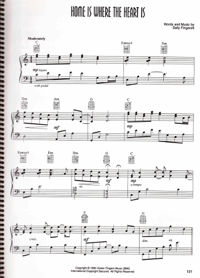 Picture of Home is Where the Heart Is, written & recorded by Sally Fingerett, sheet music, pdf copy