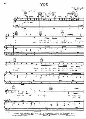 Picture of You, Tom Snow, sung by Rita Coolidge, sheet music
