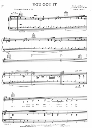 Picture of You Got It, Jerry Ragovoy & Linda Laurie, recorded by Diana Ross, sheet music