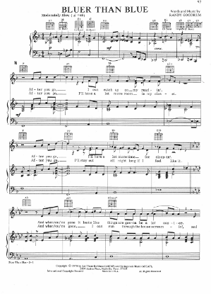 Picture of Bluer Than Blue, Randy Goodrum, recorded by Michael Johnson, sheet music