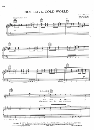 Picture of Hot Love Cold World, Bob Welch & John Henning, sheet music