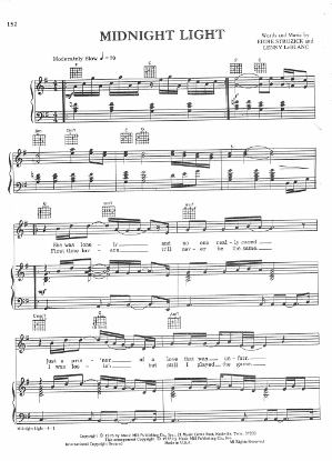 Picture of Midnight Light, Eddie Struzick & Lenny LeBlanc, performed by LeBlanc & Carr, sheet music