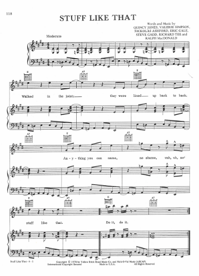 Picture of Stuff Like That, Quincy Jones/ Valerie Simpson/ Nickolas Ashford et al, sheet music