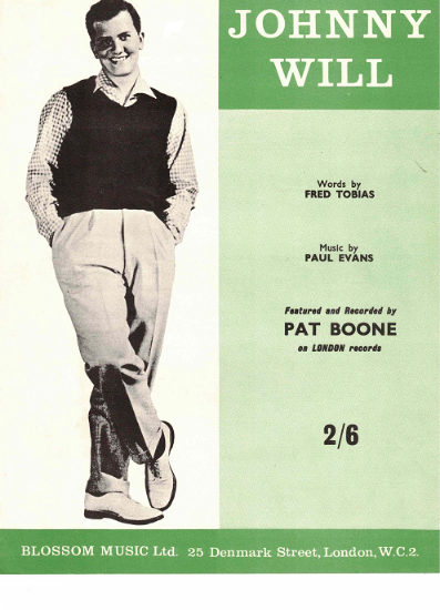 Picture of Johnny Will, Fred Tobias & Paul Evans, recorded by Pat Boone, sheet music