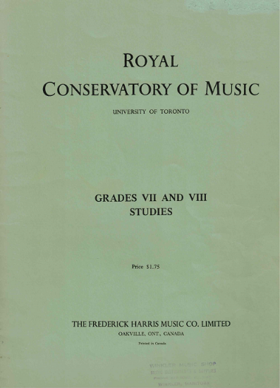 Picture of 1968, Royal Conservatory of Music, Piano Studies Grades 7 & 8, 1968 Edition, University of Toronto, sheet music folio
