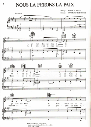 Picture of Nous la ferons la paix, Raymond Turcotte & Alain Noreau, recorded by Ginette Reno, sheet music
