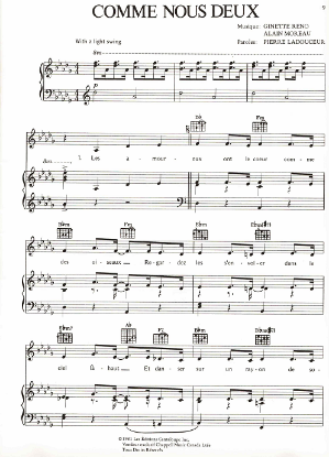 Picture of Comme nous deux, Ginette Reno/ Alain Noreau/ Pierre Ladouceur, recorded by Ginette Reno, sheet music