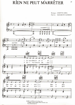 Picture of Rien ne peut m'arreter, Ginette Reno & Elisabeth Clement, recorded by Ginette Reno, sheet music