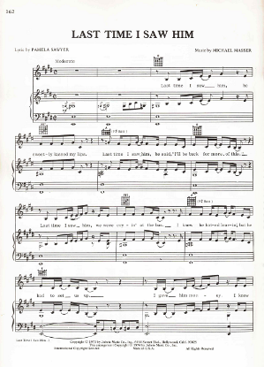 Picture of Last Time I Saw Him, Pamela Sawyer & Michael Masser, recorded by Diana Ross, sheet music