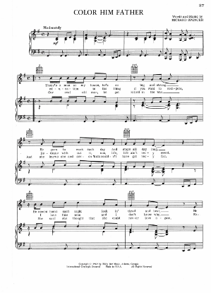 Picture of Color Him Father, Richard Spencer, recorded by "The Winstons", sheet music