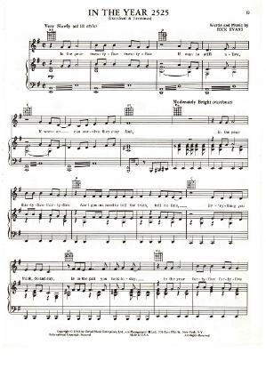 Picture of In the Year 2525 (Exordium & Terminus), Rick Evans, recorded by Zager & Evans, sheet music